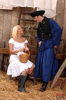 blond pornstar Henrietta Hequi in barn